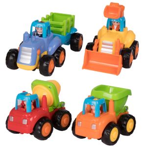 MalPlay Baustellenfahrzeuge Set | Betonmischer Bagger Traktor Kipper | Mehrzweck-Lernspielzeug Spielzeugauto | für Baby Kleinkind Geburtstagsgeschenk ab 18 Monaten