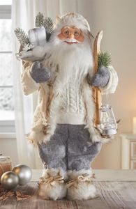 Dekofigur "Winter" 46 cm hoch, Deko Weihnachtsmann mit Laterne, Nikolaus, Santa Claus Figur