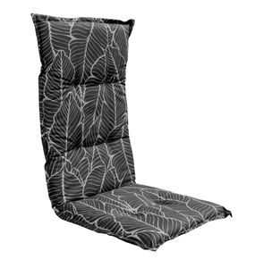 Universal Hochlehner Auflage - Blätter - Garten Stuhl Polster Sitz Kissen grau gemustert