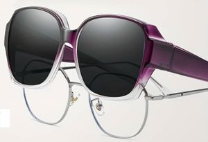 GKA A Polarisierte Überzieh Sonnenbrille für Brillenträger lila Fit Over Übersonnenbrille Überziehbrille Überbrille Damen und Herren UV-Schutz