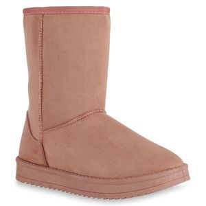 Mytrendshoe Damen Schlupfstiefel Warm Gefütterte Stiefel Winter Plateau Boots 825396, Farbe: Pink, Größe: 41