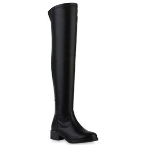 VAN HILL Damen Leicht Gefütterte Overknees Stiefel Schuhe 840778, Farbe: Schwarz, Größe: 37