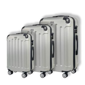 Club_49 Kufr Hard Shell Trolley Suitcase Set Cestovní kufr M-L-XL Set Silver