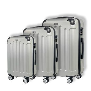 Club_49 Koffer Hartschalen Trolley Kofferset Reisekoffer M-L-XL-Set Silber