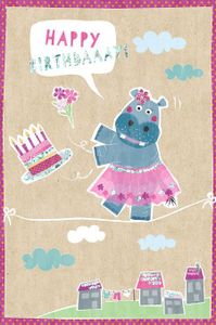 Artebene Karte Birthday  Hippo  Ballerina