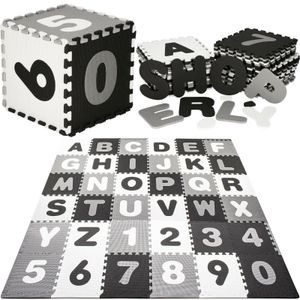 Puzzlematte große Spielmatte mit Buchstaben und Ziffern 175 x 175 x 1 cm EVA-Schaum Lernmatte für Kleinkinder