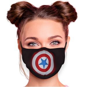 Alltagsmaske Stoffmaske Motiv Mund- Nasenschutz einstellbare Ohrbügel Waschbar Herren Damen verschiedene Designs, Modell wählen:Superhelden Schild