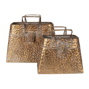 Clayre & Eef Pflanzenhalter 27x13x24 cm Goldfarbig Metall