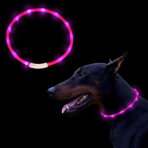 Hunde Leuchthalsband LED Hundehalsband Leuchtband Leuchtschlauch Hundehalsband 70cm USB wiederaufladbar 3 Modus