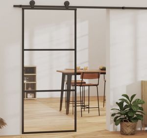 vidaXL Drzwi przesuwne z okuciem ESG szkło & aluminium 90x205 cm vidaXL Drzwi przesuwne z okuciem ESG szkło & aluminium 90x205 cm