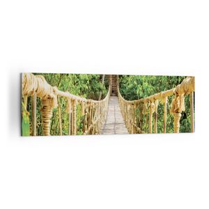 Bild auf Leinwand - Leinwandbild - Einteilig - Brücke Seil Dschungel - 160x50cm - Wand Bild - Wanddeko - Wandbilder - Leinwanddruck - Bilder - Wanddekoration - Leinwand bilder - AB160x50-4319