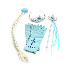Kinder Kostüm Set von Elsa für Eiskönigin Fans | Krone, Handschuhe, Zauberstab, Zopf