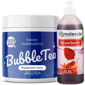Molecula Bubble Tea Mini Set 1x Fruchtperlen Blaubeere 1x Sirup Erdbeere Becher Strohhalme Popping Boba