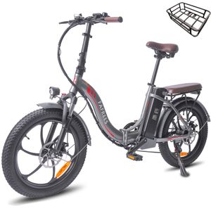 FAFREES F20 PRO 20 Zoll Elektrofahrrad E-Bike 250W 36V/18AH Fat Bike Shimano 7S Pedelec Citybike 25km/h--Grau