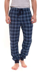 LIVERGY Herren Schlafanzug-Hose aus reiner Baumwolle Pyjama-Hose in Flanell-Qualität 390207_2201 Blau/Weiß, Größe:XL
