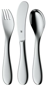 WMF Knuddel Kinderbesteck, Mini 3-teilig, für 1-3 Jahren, Cromargan Edelstahl poliert, Gravurgeschenk, spülmaschinengeeignet
