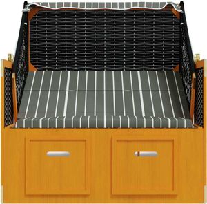 vidaXL Strandkorb mit Dach Poly Rattan und Massivholz Schwarz & Grau