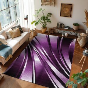 Kurzflor Teppiche Teppich Schlafzimmer Teppiche im modernen Stil Teppich Wohnzimmer , Größe :  140 x 200 cm , Farbe : Lila-1