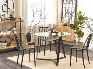 BELIANI Jedálenský stôl čierne kovové nohy stolová doska z tvrdeného skla okrúhly ⌀ 100 cm pre 4 osoby moderný dizajn