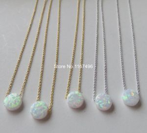 10pcs /lot 8mm 925 Sterlingsilber-runde Münzen-Opal-Halskette Runde Münzen-Feuer-Opal-Halsketten-Münzen-Opal-Halskette für Geschenk