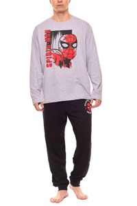 MARVEL Herren Spiderman Schlafanzug Pyjama-Set 2-teilig Grau/Schwarz, Größe:S