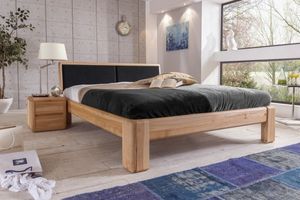 Bett »Verona« Kernbuche Ohne Bettkasten/Lattenrost 200x200 cm Holzkopfteil