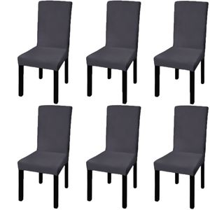 vidaXL Stretch Chair Covers Straight 6 ks. Antracit