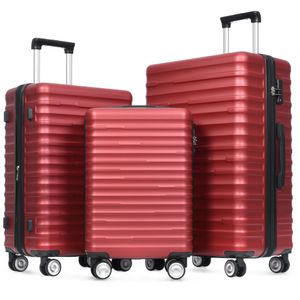 Merax sada kufrov XL L M, sada cestovných kufrov červená, pevná škrupina s TSA zámkom