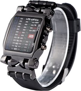 Mechanische Uhr Armbanduhr mit Binär-Anzeige, LED, elektronisch, Kalender, wasserdicht, (1-tlg),Mechanische Uhren