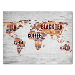 Leinwandbild Weltkarte, Querformat, Kaffee & Tee Landkarte M0308 – Mittel - (60x45cm)