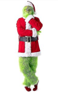 Weihnachts-Grinch-Kostüm für Erwachsene, Kinder, Weihnachtsmann-Kostüm für Männer und Frauen, 7-teiliges Anzug-Set inklusive Maske, M