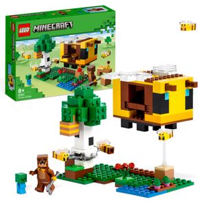 LEGO 21241 Minecraft Das Bienenhäuschen, Farm-Spielzeug mit baubarem Haus, Baby-Zombie und Tier-Figuren, Geburtstagsgeschenk für Jungen und Mädchen