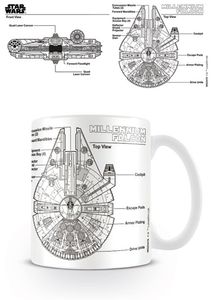 Star Wars - Millennium Falcon Sketch - Keramik Tasse - Größe Ø8,5 H9,5cm