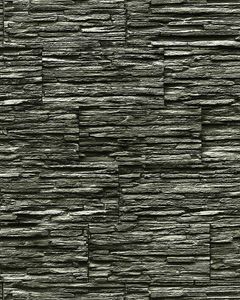 Stein Vliestapete EDEM 1003-34 Vliestapete Naturstein Bruch-Stein Schiefer Mauer Optik geprägte Struktur hochwaschbar schwarz grau