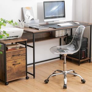 COSTWAY Acryl Bürostuhl ohne Armlehnen, Schreibtischstuhl höhenverstellbar und 360° drehbar, Computerstuhl bis 150 kg belastbar, für Büro und Homeoffice, transparent