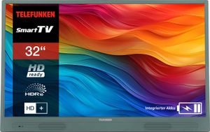 Telefunken 32 Zoll Fernseher tragbar mit Akku (HD Smart TV, Triple-Tuner, 6 Monate HD+ inkl.) grün