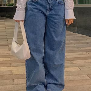 Damen-Jeans, lässig, weites Bein, Baggy-Jeans, Mädchen-Jeans im Y2K-Stil, hohe Taille, Damen-Denim-Jeans und -Kleidung
