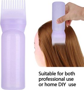 120ml Haarfärbepinsel Flasche, Shampoo Haarfarbe Öl Kamm Applikator Werkzeug Frisierutensili (Lila)