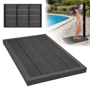 YUENFONG Bodenelement WPC Anti Rutsch, Solardusche, Poolleiter oder Pool, Anthrazit Bodenplatte 105x63x5.5cm inkl. Montagematerial (1 stück)