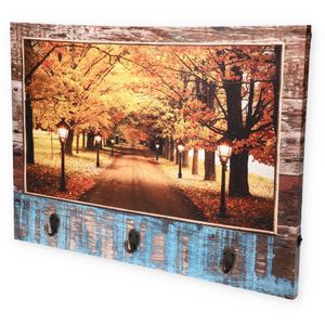 LED Schlüsselboard Flur Leinwand Holz Schlüssel Brett Halter Leiste Garderobe