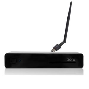 VU+ Plus Zero E2 Linux Full HD H265 Sat 1x DVB-S2 Receiver Schwarz + 300Mbit Wlan Stick mit 5dB Antenne