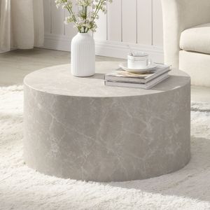 WOHNLING Couchtisch MONOBLOC Stein Optik 60 cm Sand Wohnzimmertisch Sofatisch
