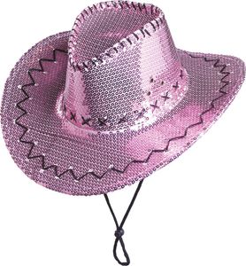 cowboy Hut Pailletten rosa uni