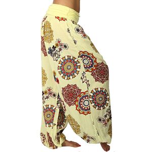Frauen Yogahosen Mit Blumenmuster Baggy Harem Boho Hose Weitem Bein Sport Aladinhosen,Farbe:Gelb,Größe:M