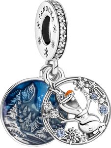 Pandora X Disney Frozen 799638C01 Snow Olaf Charm Dangle Anhänger Sterling Silber 925 Zirkonia blaue Kristalle Emaille