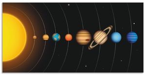 ARTland Wandbild Alu für Innen & Outdoor Vector Sonnensystem mit Planeten Größe: 150x75 cm