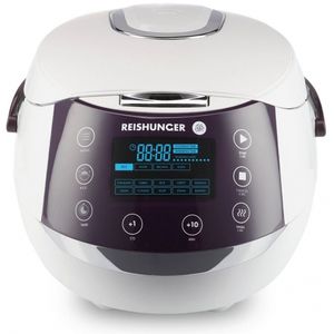 Reishunger Digitaler Reiskocher (860W/1,5l) Weiß, für bis zu 8 Personen, Multikocher mit 12 Programmen, Timer- und Warmhaltefunktion