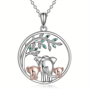 Elefanten-Halskette, Muttergeschenk, Tochter für Mutter, Mutter-Tochter-Halskette, Schmuck, Zirkon-Halskette