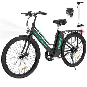 E-Bike Damen 26 Zoll, Elektrofahrrad Kohlenstoffstahl - Pedelec Citybike, Hinterradmotor 8.4Ah / 36V Lithium-Ionen-Akku, Multitalent E-bike E-Hollandräder