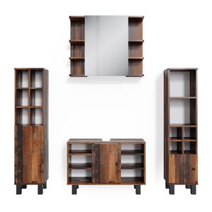 Súprava kúpeľňového nábytku Livinity® Fynn, 4 diely, so strednými skrinkami, antické drevo